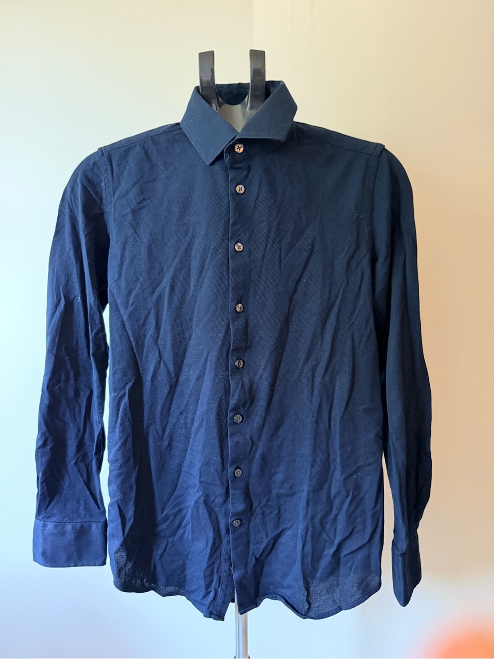 Christian Lacroix Navy Blue Men's Long-Sleeve Dress Shirt